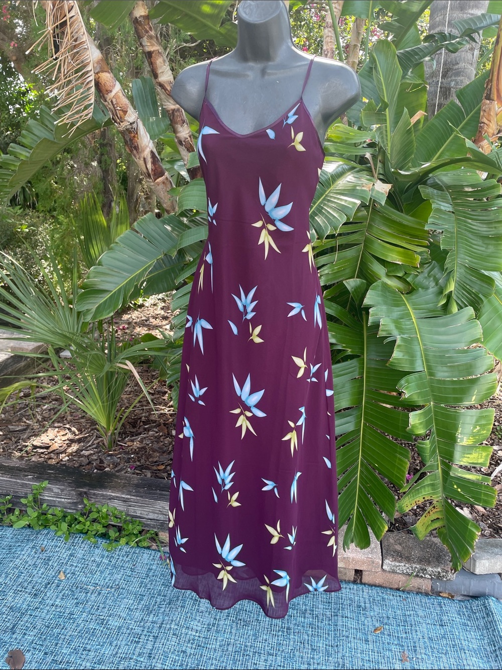 purple, dark floral slip dress